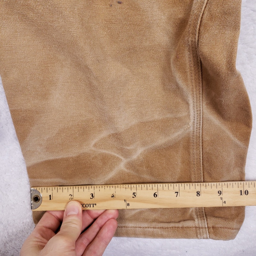Carhartt R01 BRN Double Knee Unlined Duck Bib Overalls Mens 38x34 Carpenter - Picture 7 of 13
